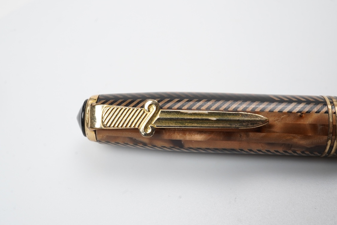 A Parker Challenger in brown and black with 'sword' clip with 14ct. gold nib - USA